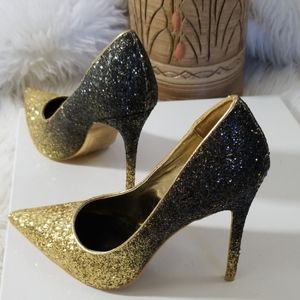 NEW SHOE DAZZLE RAZIEL Black & Gold Party Shoes
